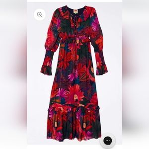 NWT Farm Rio Bird Flowers Tiered Maxi Size M